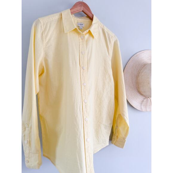 J.Crew Factory | NWT Linen-blend button-up shirt in Fresh Lemon Yellow | Sz M - Picture 4 of 9